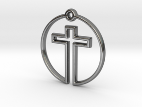 Cross in Circle in Polished Silver