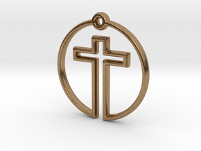 Cross in Circle in Natural Brass