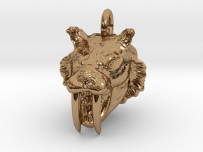 Saber toothed cat pendant in Polished Brass