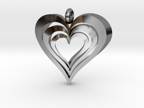 Interlocked Hearts Pendant in Fine Detail Polished Silver