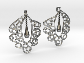 Granada Earrings (Curved Shape). in Polished Silver