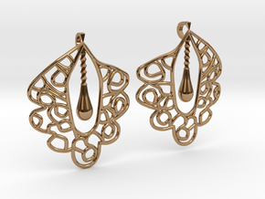 Granada Earrings (Curved Shape). in Polished Brass