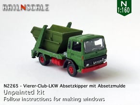 Vierer-Club-LKW Absetzkipper (N 1:160) in Smooth Fine Detail Plastic