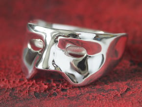 Mask Ring - US Size 12 in Polished Silver