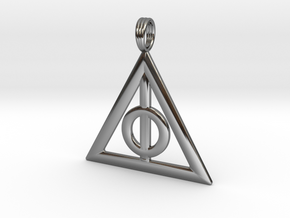 Harry Potter Deathly Hallows Pendant in Fine Detail Polished Silver