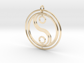 Ying Yang Double 35mm in 14k Gold Plated Brass