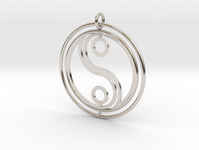 Ying Yang Double 35mm in Rhodium Plated Brass