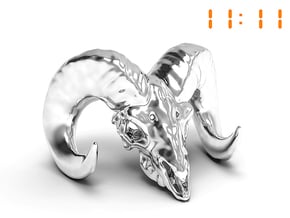 11:11 - The Ram Head Amulet in Fine Detail Polished Silver