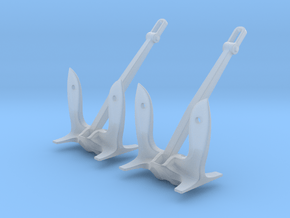 1/200 US Navy Anchor Set 2 Units V2 in Smooth Fine Detail Plastic