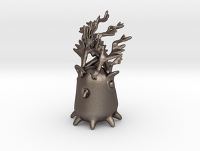 Ermaid riding Grimpoteuthis in Polished Bronzed Silver Steel