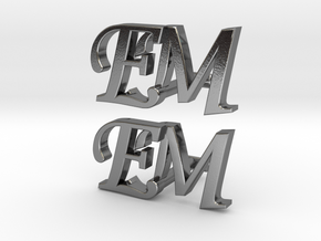 EM Cufflinks in Polished Silver