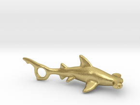 Hammerhead Shark Pendant in Natural Brass