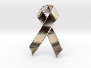 Classic Awareness/Cancer Ribbon Pendant in Rhodium Plated Brass