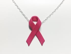 Classic Awareness/Cancer Ribbon Pendant in Pink Processed Versatile Plastic