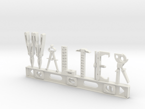 Walter Nametag in White Natural Versatile Plastic