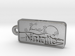 Natalie Name Japanese tag in Natural Silver
