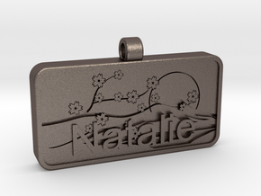 Natalie Name Japanese Tag in Polished Bronzed Silver Steel