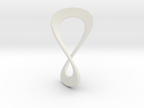 Infinity Love Loop Pendant 1.8cm tall in White Natural Versatile Plastic