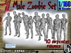 1-160 Male Zombie Set in Tan Fine Detail Plastic