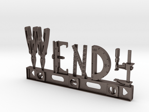 Wendy Nametag in Polished Bronzed Silver Steel