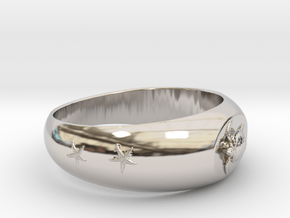 Ø0.683 inch/Ø17.35 mm Sea Turtle Ring in Rhodium Plated Brass