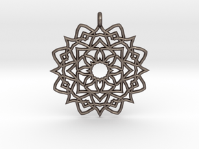 Mandala Pendant in Polished Bronzed Silver Steel