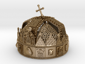 Hungarian Holy Crown with net - half scale in Polished Gold Steel