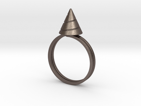 Drill-ring (US size #12) in Polished Bronzed Silver Steel