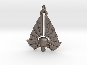 Winged Skull 01 - 60mm in Polished Bronzed Silver Steel
