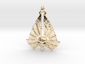 Winged Skull 01 - 60mm in 14k Gold Plated Brass