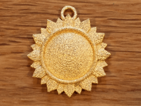 Art Deco Sun Pendant in Polished Gold Steel