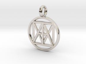 United "I AM" 3D Pendant 30mmx3mm in Rhodium Plated Brass