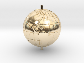 World 1.25" (Globe) in 14k Gold Plated Brass