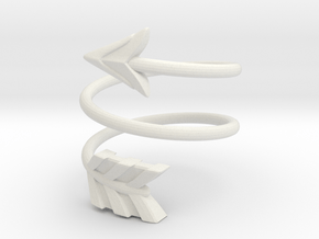Spiral Arrow Ring - 18.19mm - US Size 8 in White Natural Versatile Plastic