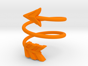 Spiral Arrow Ring - 17.35mm - US Size 7 in Orange Processed Versatile Plastic