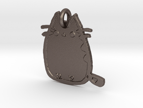 Pusheen Doodle Pendant! in Polished Bronzed Silver Steel