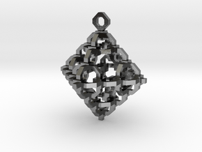 Diamond Cage Pendant in Polished Silver