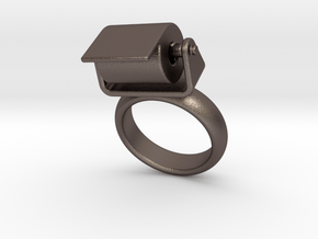 Toilet Paper Ring 21 - Italian Size 21 in Polished Bronzed Silver Steel