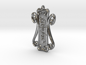 Runic Amulet 01 - 60mm in Polished Silver