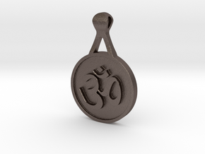 Om Pendant in Polished Bronzed Silver Steel