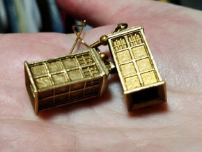 T.A.R.D.I.S. earrings in Natural Brass