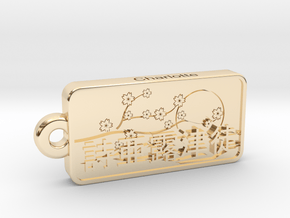 Charlotte Name Tag kanji katakana v3 in 14k Gold Plated Brass