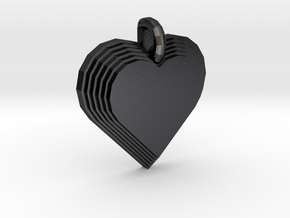 Heart Necklace Pendant in Polished and Bronzed Black Steel