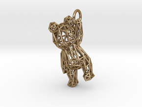 Teddy Bear pendant - ring, edges - 60mm in Polished Gold Steel