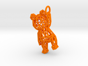 Teddy Bear Pendant - ring, edge - 48mm in Orange Processed Versatile Plastic