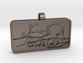 Grace name Japanese stamp hanko v2 in Polished Bronzed Silver Steel