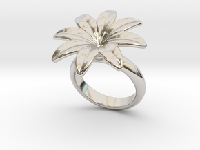 Flowerfantasy Ring 14 - Italian Size 14 in Rhodium Plated Brass