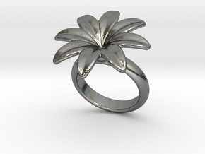 Flowerfantasy Ring 14 - Italian Size 14 in Fine Detail Polished Silver