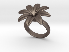 Flowerfantasy Ring 14 - Italian Size 14 in Polished Bronzed Silver Steel