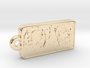 Customizable Raijin Fujin Name Tag in 14k Gold Plated Brass